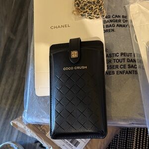 CHANEL Black Coco Crush Quilted Phone Case